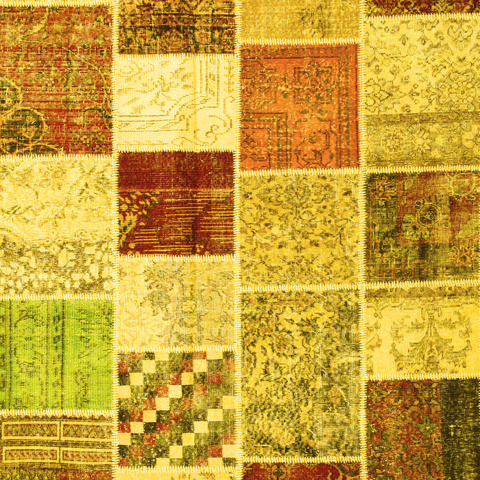 Patchwork Yellow Transitional Rug, con1381yw