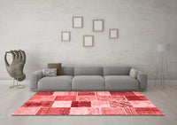 Machine Washable Patchwork Red Transitional Rug, wshcon1381red
