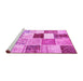 Sideview of Machine Washable Patchwork Pink Transitional Rug, wshcon1381pnk