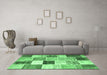 Machine Washable Patchwork Emerald Green Transitional Area Rugs in a Living Room,, wshcon1381emgrn