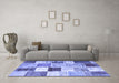 Machine Washable Patchwork Blue Transitional Rug in a Living Room, wshcon1381blu