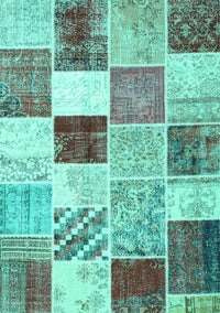 Patchwork Turquoise Transitional Rug, con1381turq