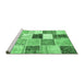 Sideview of Machine Washable Patchwork Emerald Green Transitional Area Rugs, wshcon1381emgrn