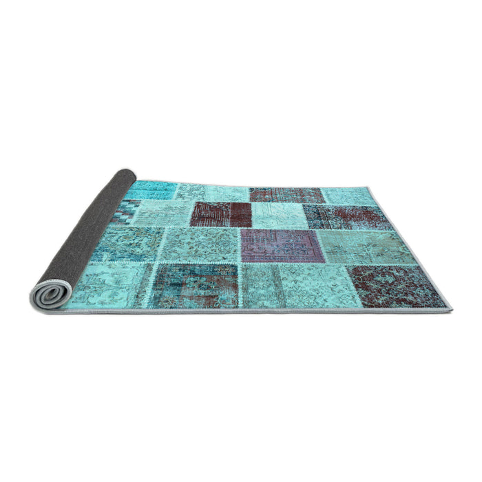 Sideview of Patchwork Light Blue Transitional Rug, con1381lblu