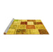 Sideview of Machine Washable Patchwork Yellow Transitional Rug, wshcon1381yw