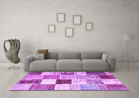Machine Washable Patchwork Purple Transitional Rug, wshcon1381pur