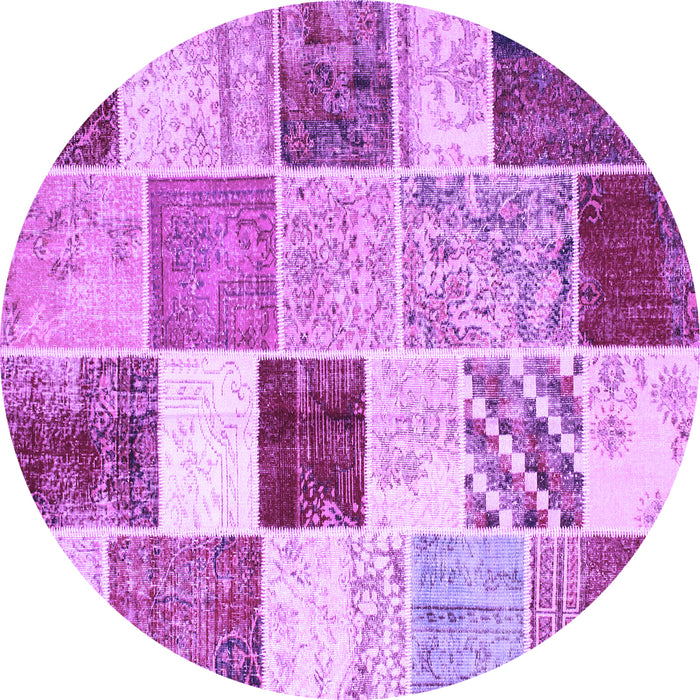 Round Patchwork Purple Transitional Rug, con1381pur