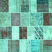 Square Machine Washable Patchwork Turquoise Transitional Area Rugs, wshcon1381turq