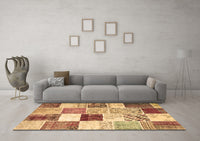 Machine Washable Patchwork Brown Transitional Rug, wshcon1381brn