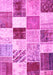 Machine Washable Patchwork Pink Transitional Rug, wshcon1381pnk