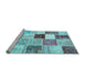 Sideview of Machine Washable Patchwork Light Blue Transitional Rug, wshcon1381lblu