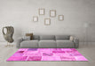 Machine Washable Patchwork Pink Transitional Rug in a Living Room, wshcon1382pnk