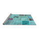 Sideview of Machine Washable Patchwork Light Blue Transitional Rug, wshcon1382lblu