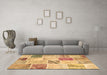 Machine Washable Patchwork Brown Transitional Rug in a Living Room,, wshcon1382brn