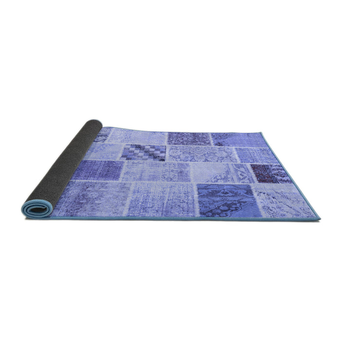Sideview of Patchwork Blue Transitional Rug, con1382blu
