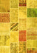 Machine Washable Patchwork Yellow Transitional Rug, wshcon1382yw