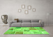 Machine Washable Patchwork Green Transitional Area Rugs in a Living Room,, wshcon1382grn