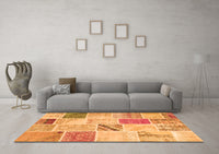 Machine Washable Patchwork Orange Transitional Rug, wshcon1382org