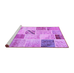 Sideview of Machine Washable Patchwork Purple Transitional Area Rugs, wshcon1382pur