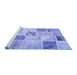 Sideview of Machine Washable Patchwork Blue Transitional Rug, wshcon1382blu