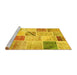 Sideview of Machine Washable Patchwork Yellow Transitional Rug, wshcon1382yw