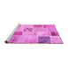 Sideview of Machine Washable Patchwork Pink Transitional Rug, wshcon1382pnk