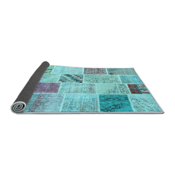 Sideview of Patchwork Light Blue Transitional Rug, con1382lblu