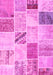 Machine Washable Patchwork Pink Transitional Rug, wshcon1382pnk
