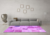 Machine Washable Patchwork Purple Transitional Rug, wshcon1382pur