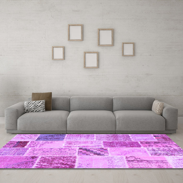 Machine Washable Patchwork Purple Transitional Area Rugs in a Living Room, wshcon1382pur