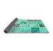 Sideview of Patchwork Turquoise Transitional Rug, con1382turq