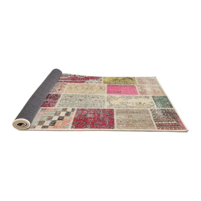 Thickness of Contemporary Brown Patchwork Rug, con1383