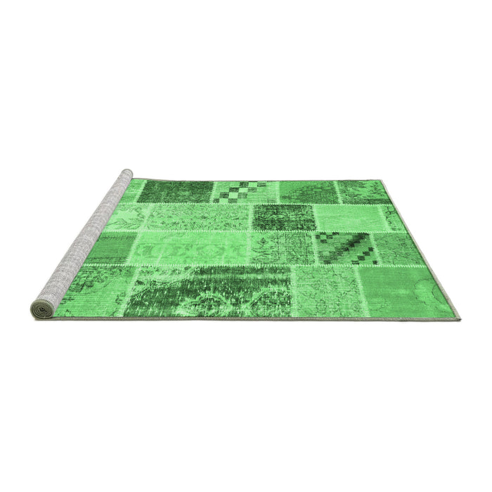 Sideview of Machine Washable Patchwork Emerald Green Transitional Area Rugs, wshcon1383emgrn