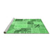 Sideview of Machine Washable Patchwork Emerald Green Transitional Area Rugs, wshcon1383emgrn