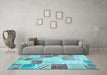 Machine Washable Patchwork Light Blue Transitional Rug in a Living Room, wshcon1383lblu