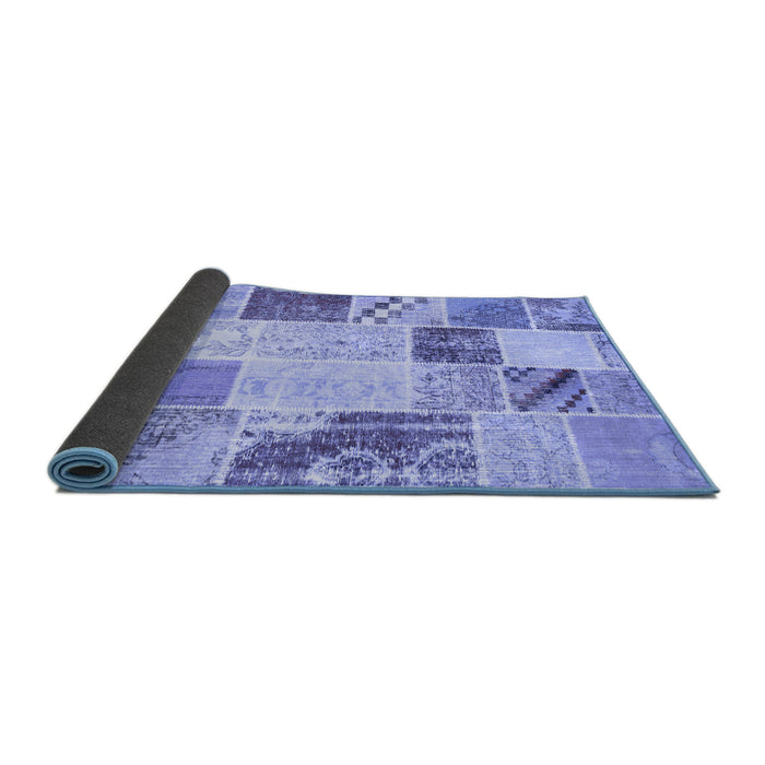 Sideview of Patchwork Blue Transitional Rug, con1383blu