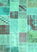 Machine Washable Patchwork Turquoise Transitional Area Rugs, wshcon1383turq