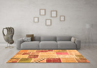 Machine Washable Patchwork Orange Transitional Rug, wshcon1383org