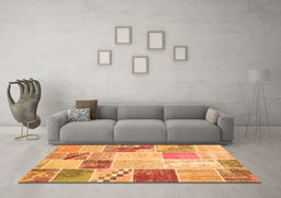 Machine Washable Patchwork Orange Transitional Area Rugs in a Living Room, wshcon1383org