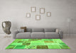 Machine Washable Patchwork Green Transitional Area Rugs in a Living Room,, wshcon1383grn