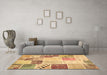 Machine Washable Patchwork Brown Transitional Rug in a Living Room,, wshcon1383brn