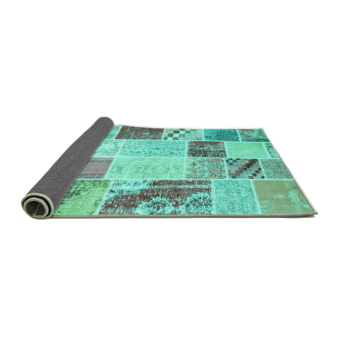 Sideview of Patchwork Turquoise Transitional Rug, con1383turq