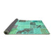 Sideview of Patchwork Turquoise Transitional Rug, con1383turq