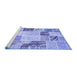 Sideview of Machine Washable Patchwork Blue Transitional Rug, wshcon1383blu