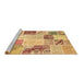 Sideview of Machine Washable Patchwork Brown Transitional Rug, wshcon1383brn