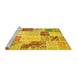 Sideview of Machine Washable Patchwork Yellow Transitional Rug, wshcon1383yw