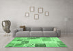 Machine Washable Patchwork Emerald Green Transitional Area Rugs in a Living Room,, wshcon1383emgrn