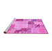 Sideview of Machine Washable Patchwork Pink Transitional Rug, wshcon1383pnk