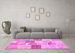 Machine Washable Patchwork Pink Transitional Rug in a Living Room, wshcon1384pnk