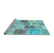 Sideview of Machine Washable Patchwork Light Blue Transitional Rug, wshcon1384lblu